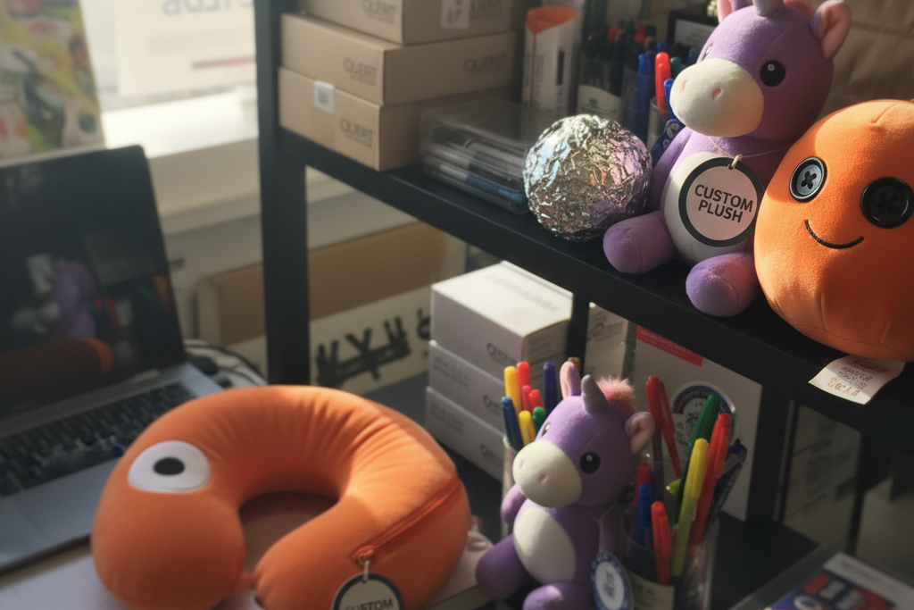 A close-up of a safety and quality certification tag on a plush toy.