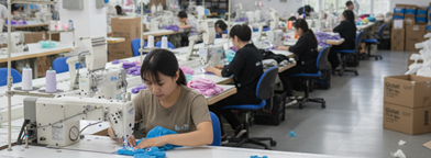 Plush production sewing and assembly line