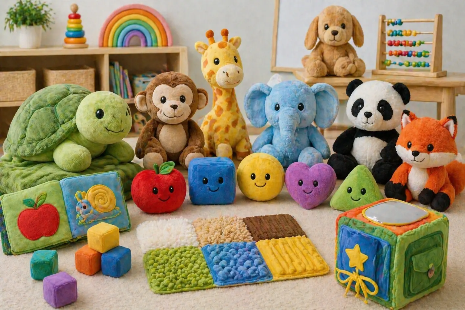Educational plush toys for learning and sensory development