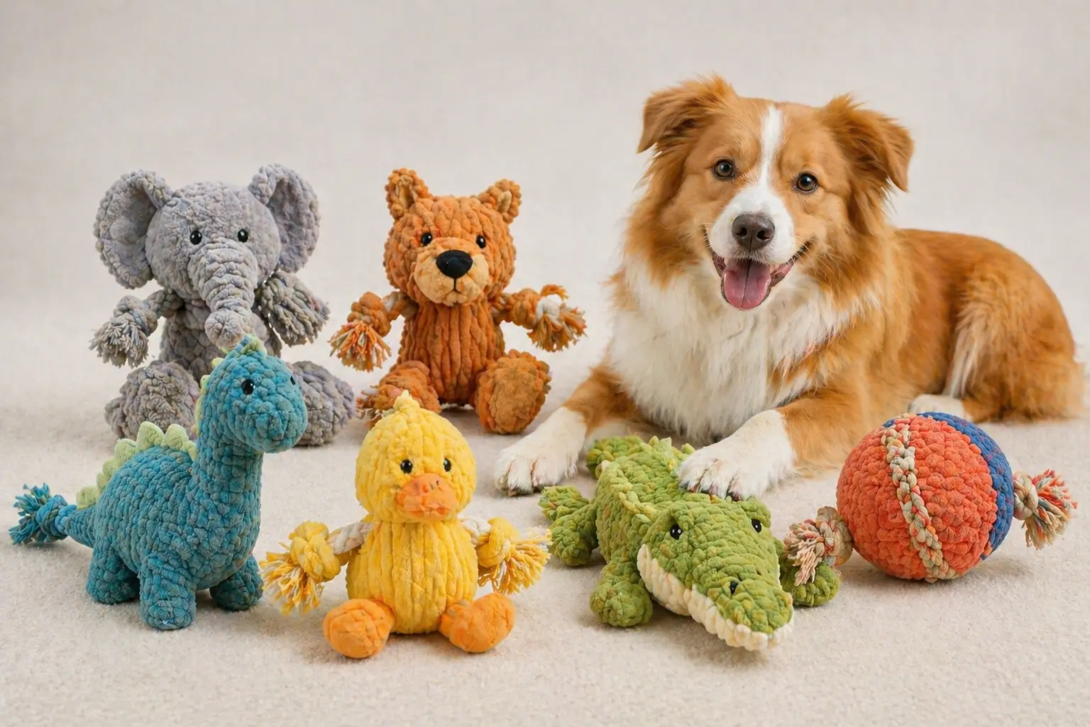 Pet plush toys with durable construction and reinforced seams