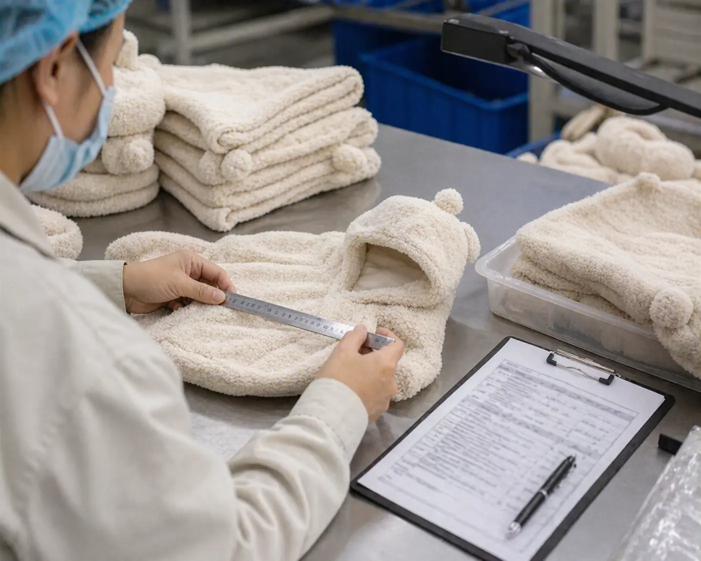 Final inspection and packing review for baby soft goods before shipment