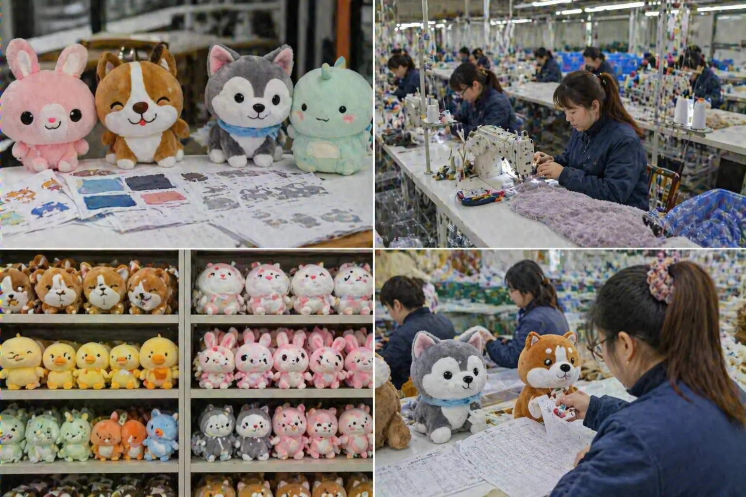 Plush project case study hero image showing plush samples, packaging references, and project review materials