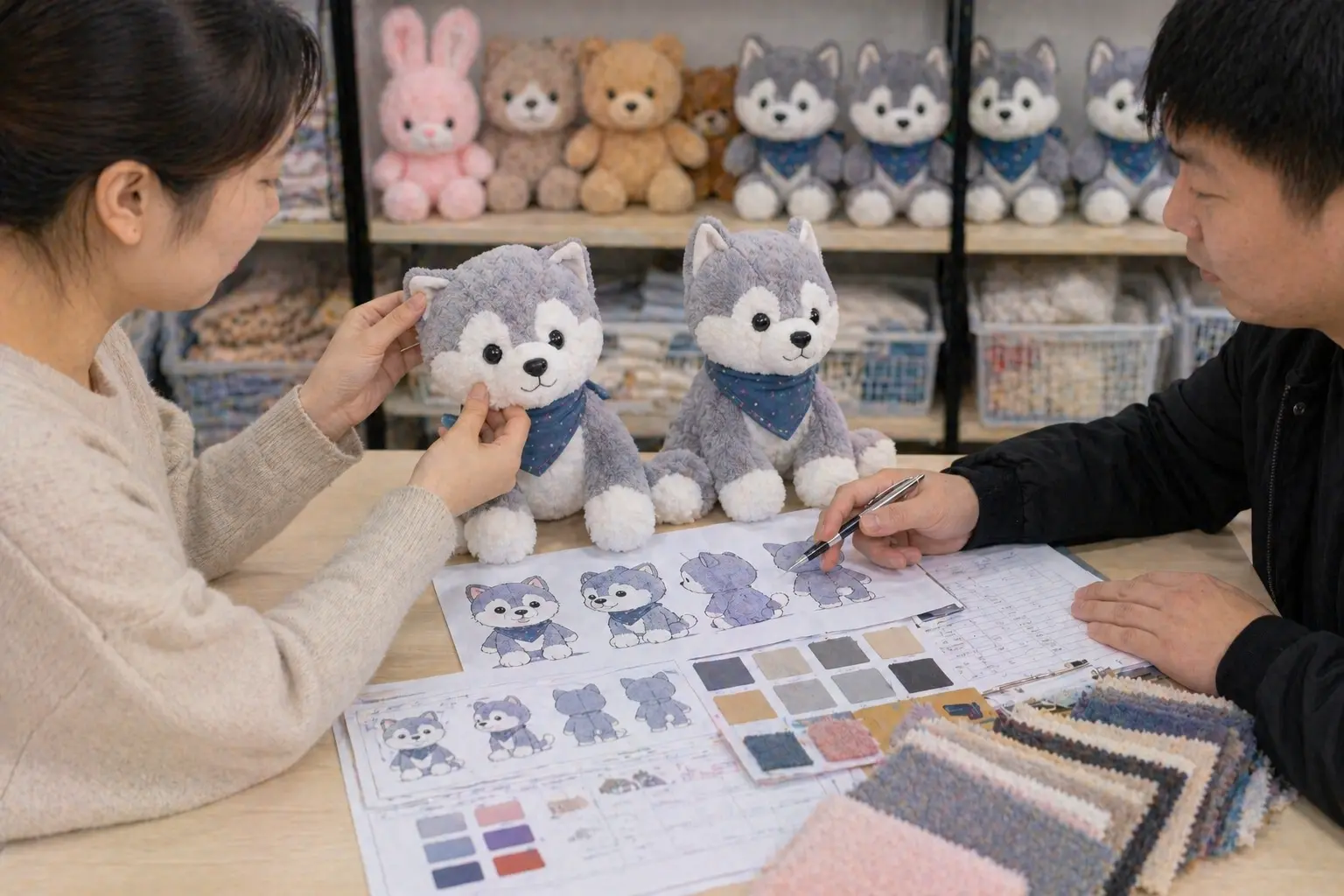 Sample production and approval review for custom plush toys