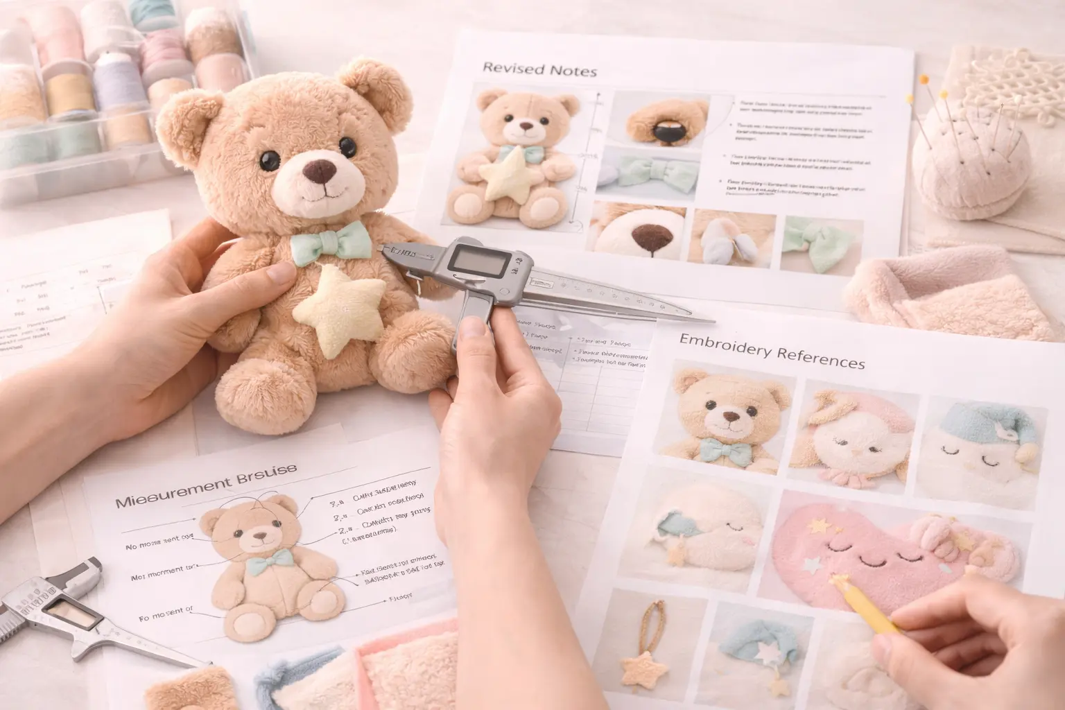 Plush sample creation and revision process for buyer approval