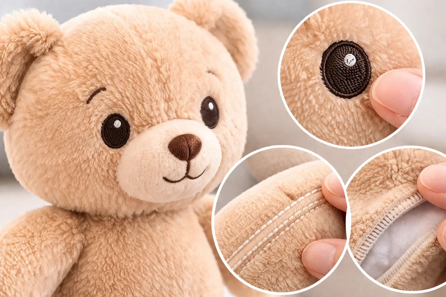 Safety-focused plush construction and secure workmanship