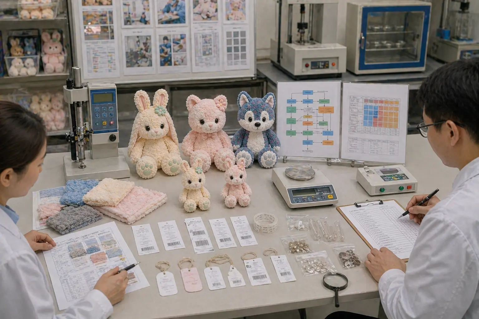 Quality standards and testing workflow for plush products