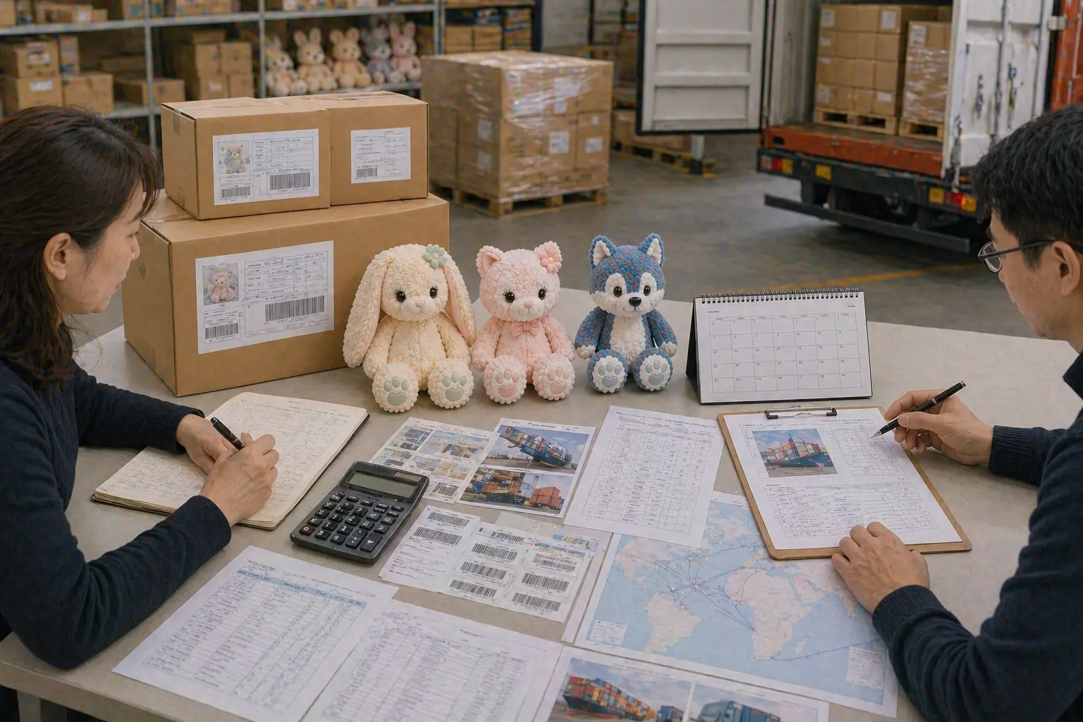 Supply chain and shipping planning for plush manufacturing