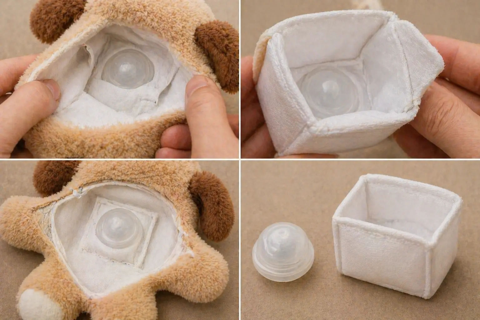 Protected squeaker chamber detail inside pet plush toy