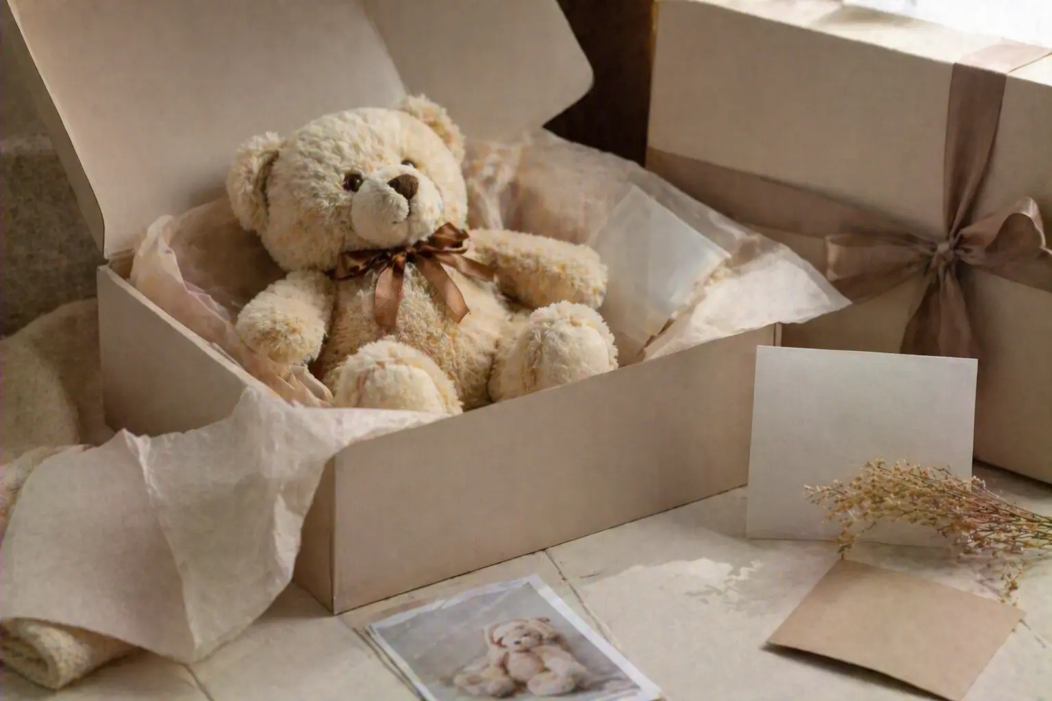 Premium plush toy packaging and unboxing presentation