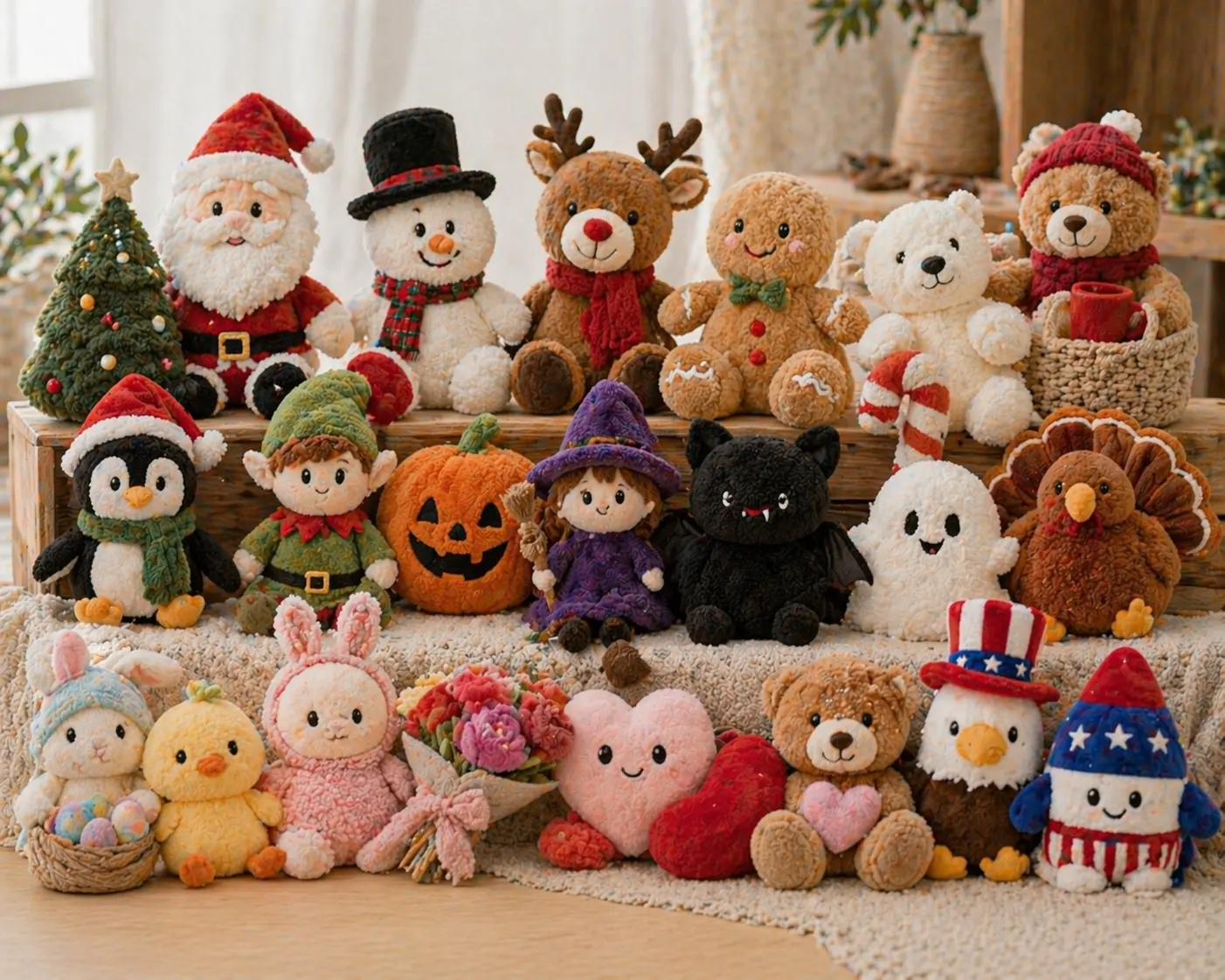 Seasonal plush products for holiday, campaign, and limited collection launches