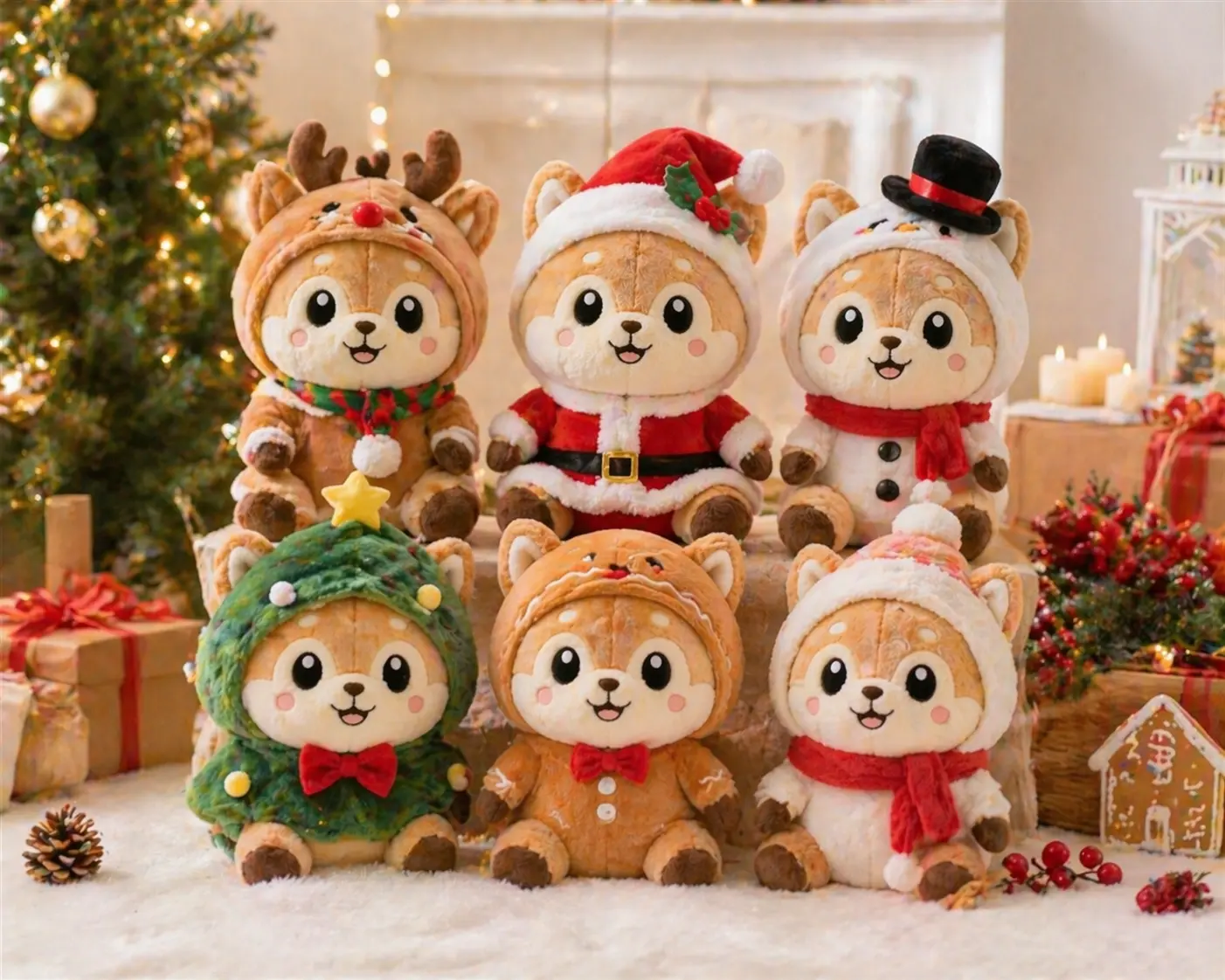 Seasonal campaign plush characters for retail and brand promotions