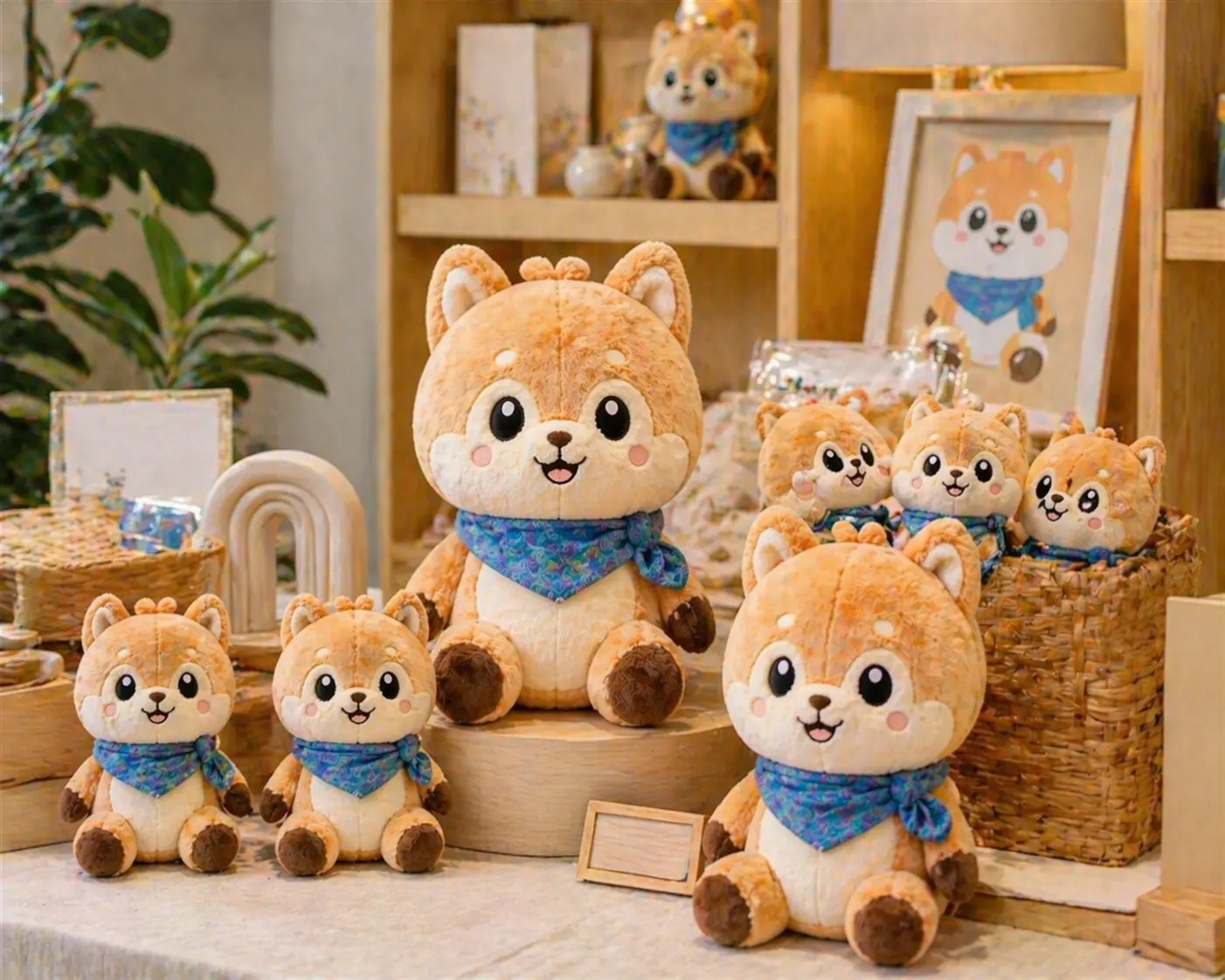 Licensed-style promotional plush merchandise display