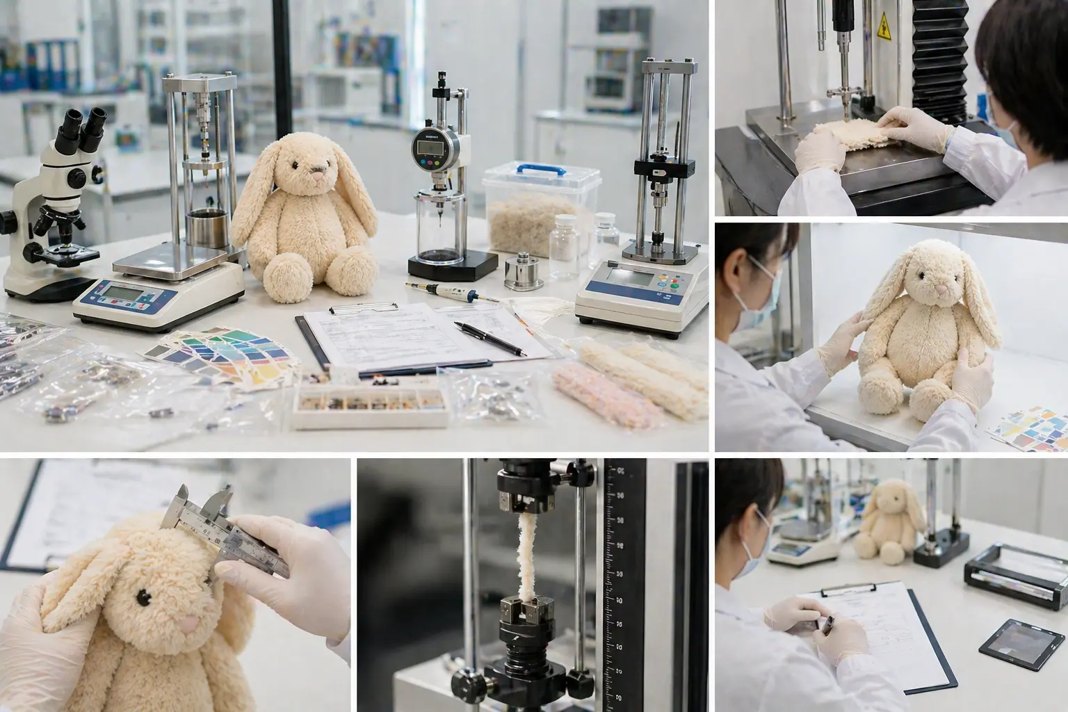 Internal testing laboratory for plush manufacturing